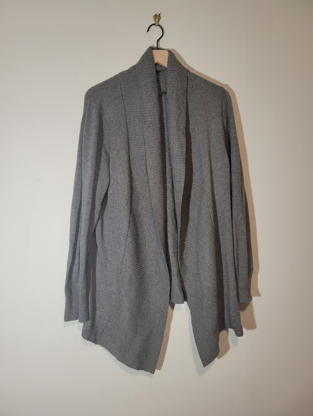 Wool And Cotton Blend Lands End Grey Cardigan